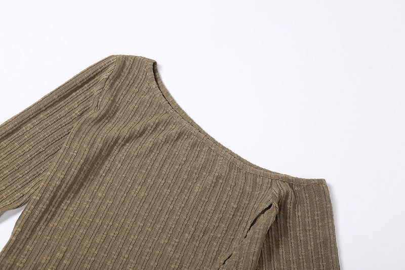 Slim Street Fashion Long Sleeve One Neck T-shirt For Women